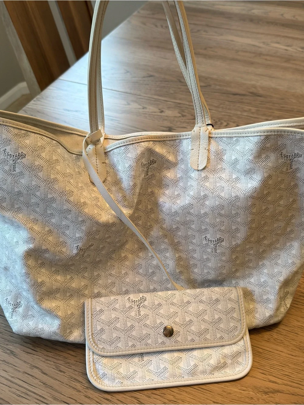 Goyard Cream White St. Louis PM Canvas Tote